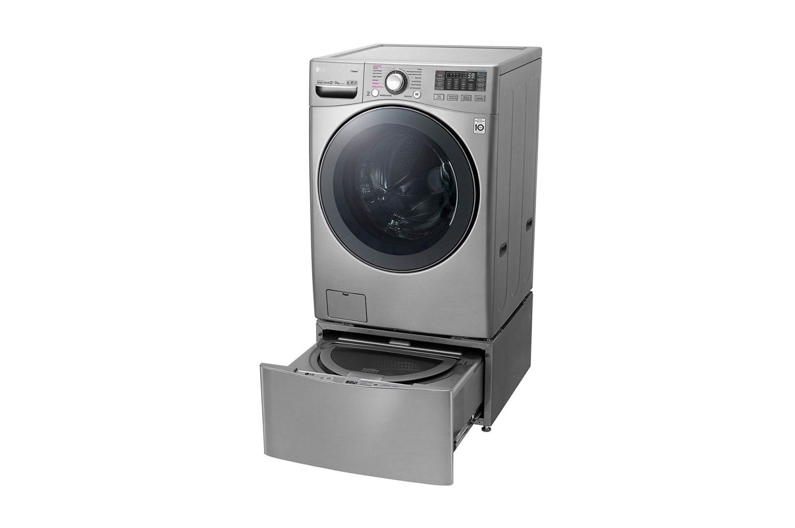 LG Lavasecadora Smart LG Carga Frontal 6 Motion DD con Motor Inverter Direct Drive, 22Kg/13Kg color Deluxe Steel Compatible con LG TWINWash™ Mini, WD22VVS6