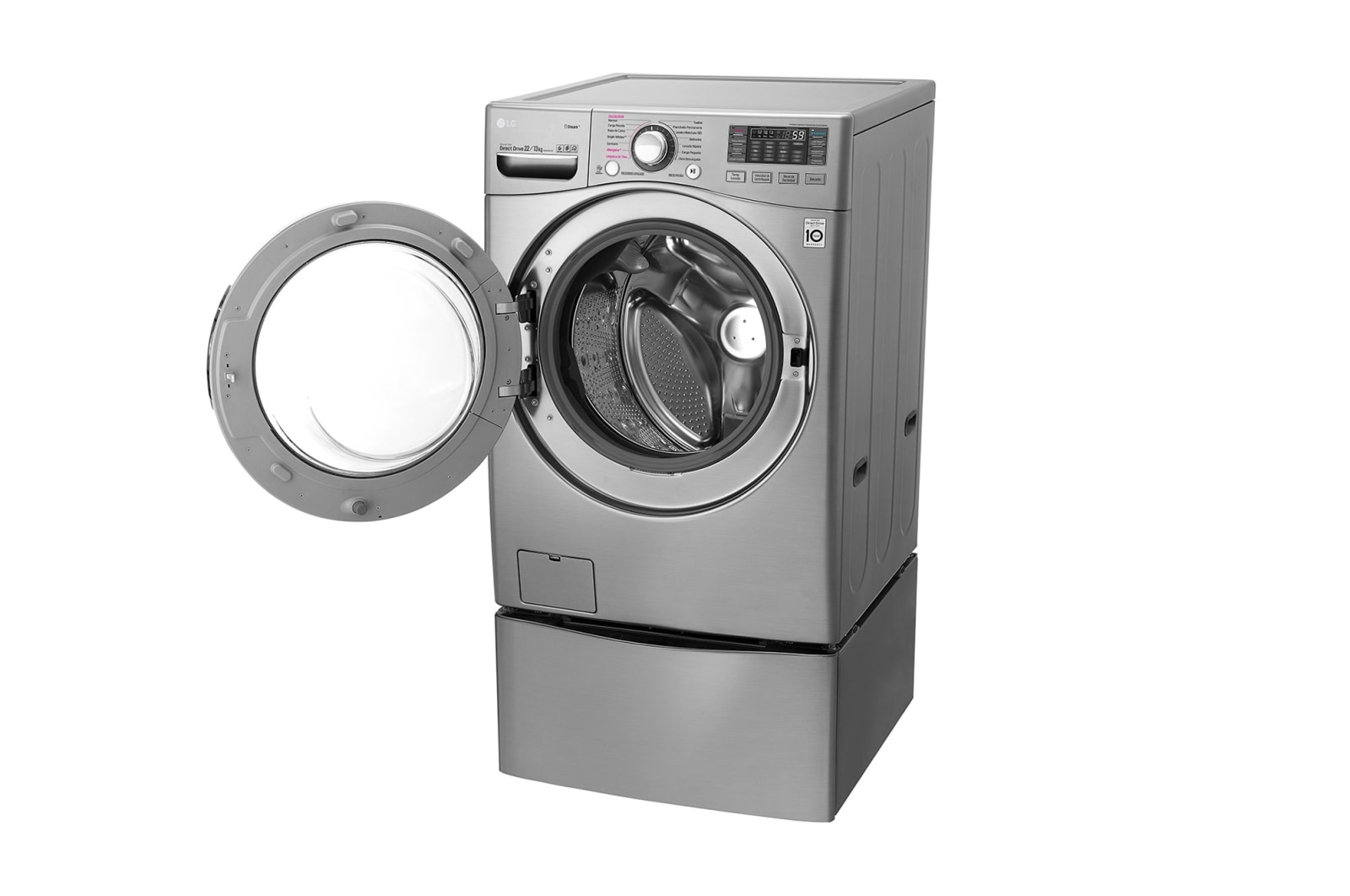 LG Lavasecadora Smart LG Carga Frontal 6 Motion DD con Motor Inverter Direct Drive, 22Kg/13Kg color Deluxe Steel Compatible con LG TWINWash™ Mini, WD22VVS6