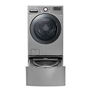 Vista frontal de Lavasecadora Smart LG Carga Frontal 6 Motion DD con Motor Inverter Direct Drive, 22Kg/13Kg color Deluxe Steel Compatible con LG TWINWash™ Mini WD22VVS6