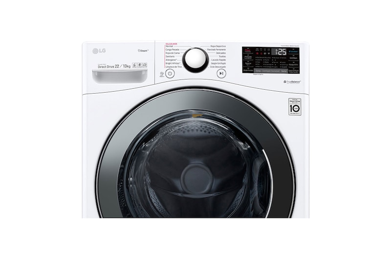 LG Lavasecadora Carga Frontal Inteligente 6 Motion DD con Motor Inverter Direct Drive, 22Kg/13Kg color Blanca con Conectividad LG ThinQ, WD22WV2S6