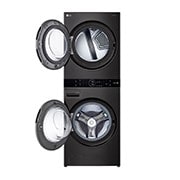 LG Torre de lavado LG WashTower™. Lavadora y secadora eléctrica, carga frontal, motor Inverter AI DD con inteligencia artificial y conectividad LG ThinQ (capacidad: 22 kg cada una; color: acero gris oxford), WK22BS6E