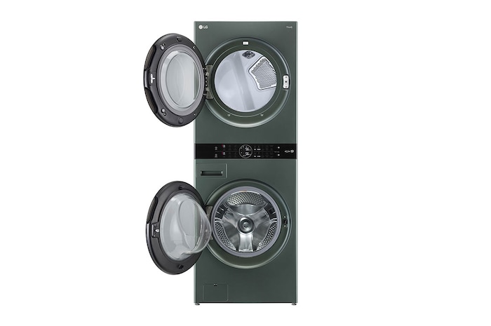 LG 22kg (lavado)/ 22kg (Secado) Torre de Lavado AI Direct Drive™, Steam, Color Verde, WK22GGS6