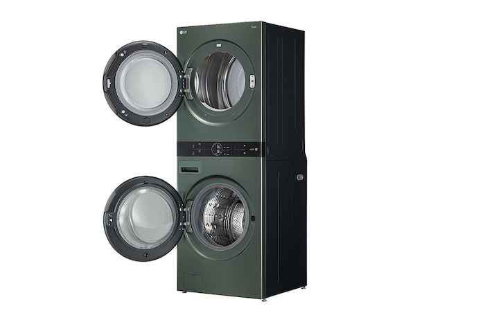 LG 22kg (lavado)/ 22kg (Secado) Torre de Lavado AI Direct Drive™, Steam, Color Verde, WK22GGS6