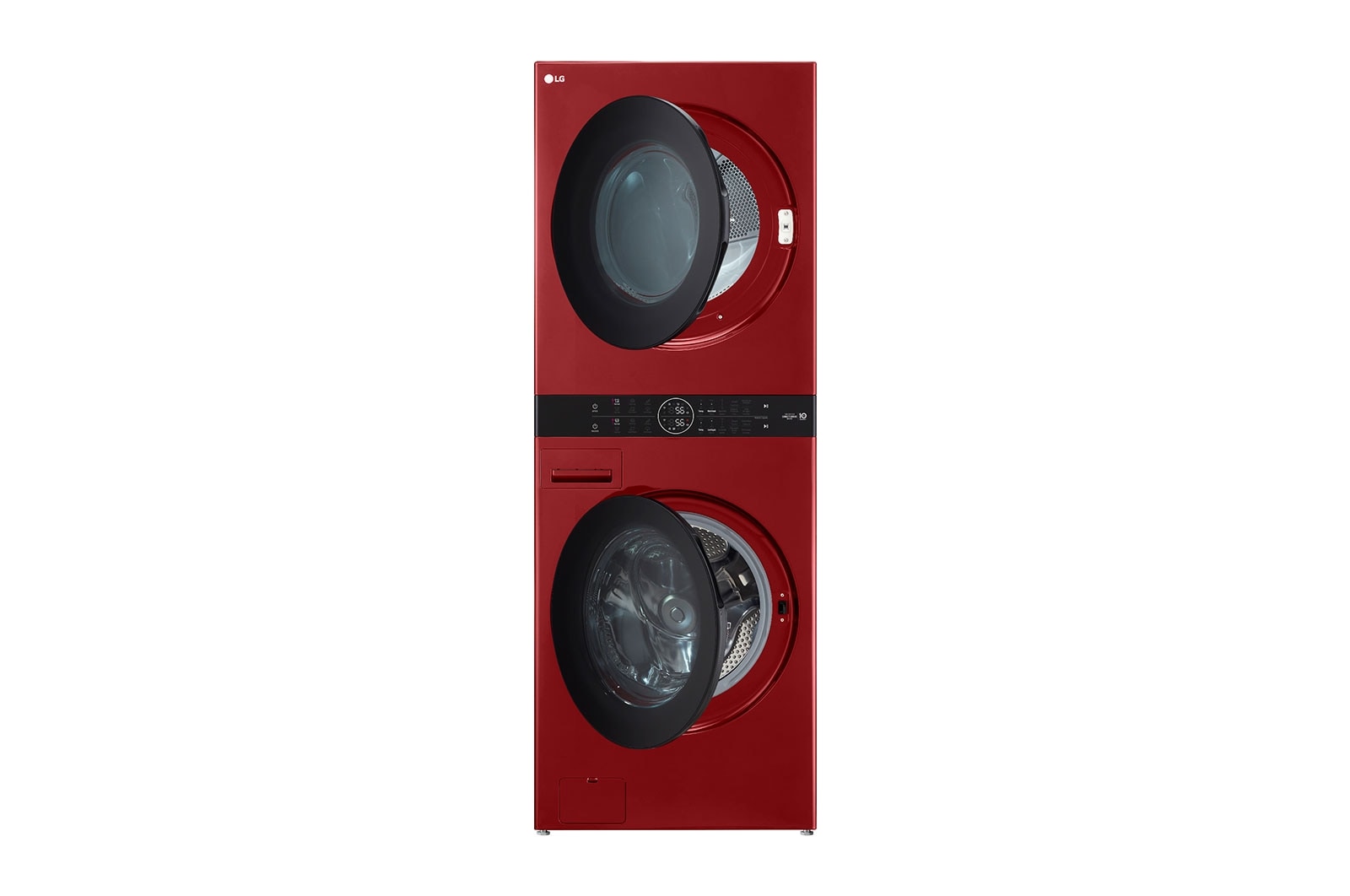 LG Torre de lavado LG WashTower™. Lavadora y secadora eléctrica, carga frontal inteligente, motor Inverter con inteligencia artificial AI DD™ y conectividad LG ThinQ (capacidad: 22 kg cada una; color: Rojo), WK22RS6E