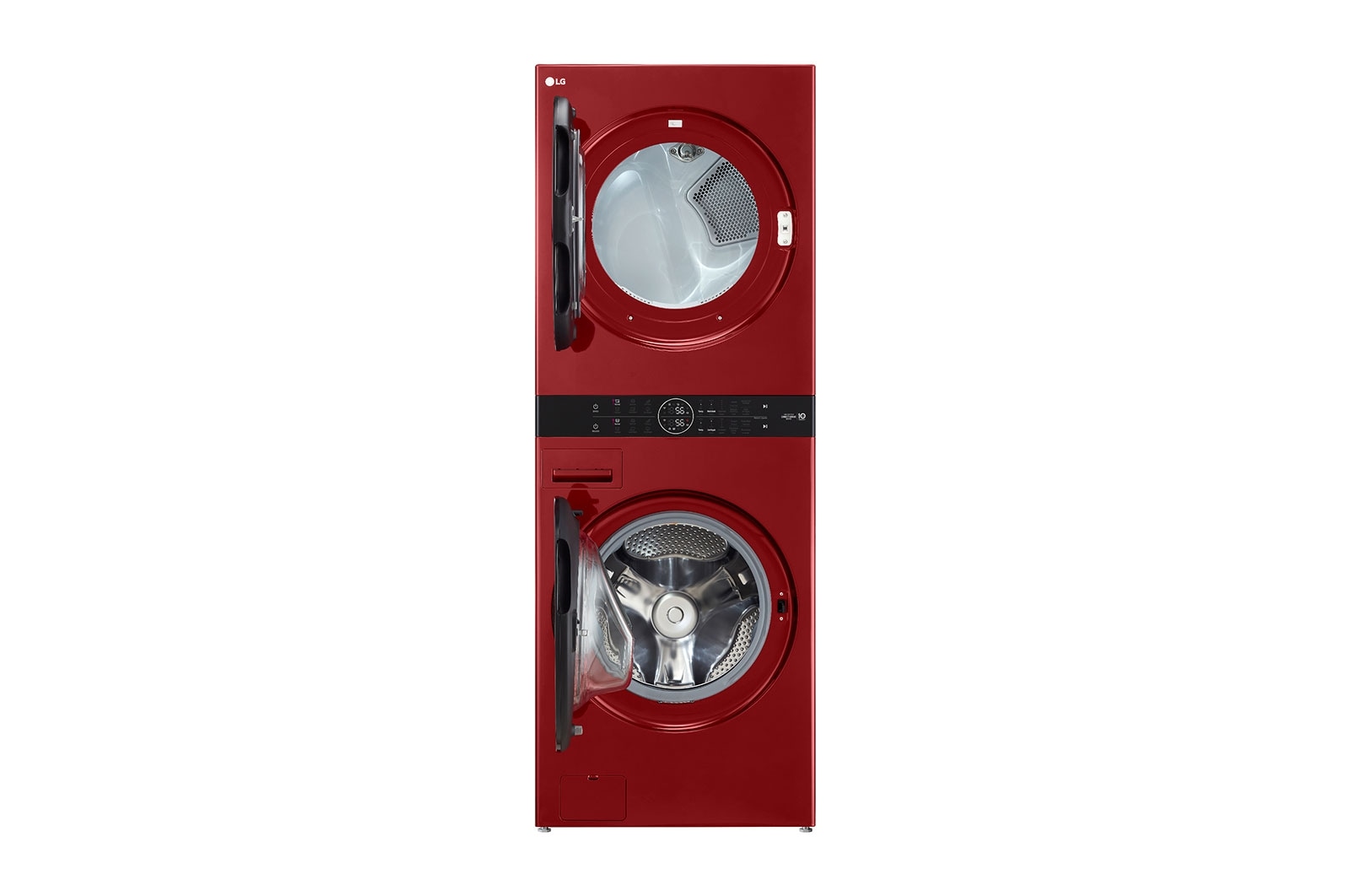 LG Torre de lavado LG WashTower™. Lavadora y secadora eléctrica, carga frontal inteligente, motor Inverter con inteligencia artificial AI DD™ y conectividad LG ThinQ (capacidad: 22 kg cada una; color: Rojo), WK22RS6E