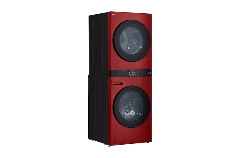 LG Torre de lavado LG WashTower™. Lavadora y secadora eléctrica, carga frontal inteligente, motor Inverter con inteligencia artificial AI DD™ y conectividad LG ThinQ (capacidad: 22 kg cada una; color: Rojo), WK22RS6E