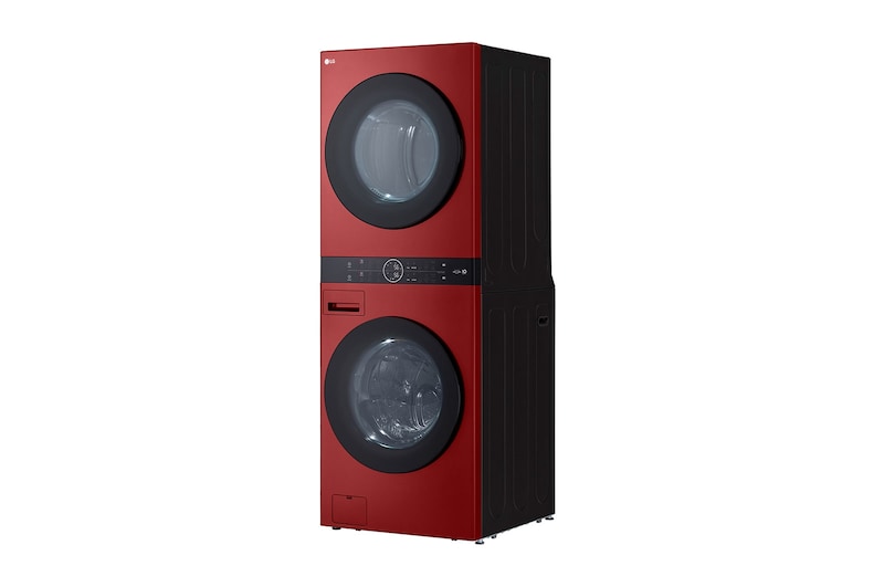 LG Torre de lavado LG WashTower™. Lavadora y secadora eléctrica, carga frontal inteligente, motor Inverter con inteligencia artificial AI DD™ y conectividad LG ThinQ (capacidad: 22 kg cada una; color: Rojo), WK22RS6E