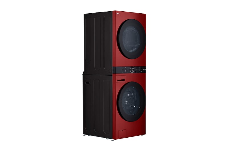 LG Torre de lavado LG WashTower™. Lavadora y secadora eléctrica, carga frontal inteligente, motor Inverter con inteligencia artificial AI DD™ y conectividad LG ThinQ (capacidad: 22 kg cada una; color: Rojo), WK22RS6E
