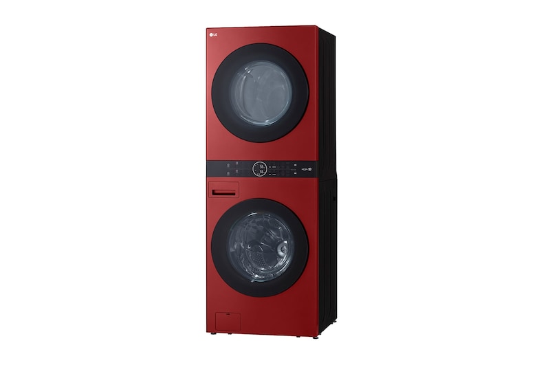 LG Torre de lavado LG WashTower™. Lavadora y secadora eléctrica, carga frontal inteligente, motor Inverter con inteligencia artificial AI DD™ y conectividad LG ThinQ (capacidad: 22 kg cada una; color: Rojo), WK22RS6E