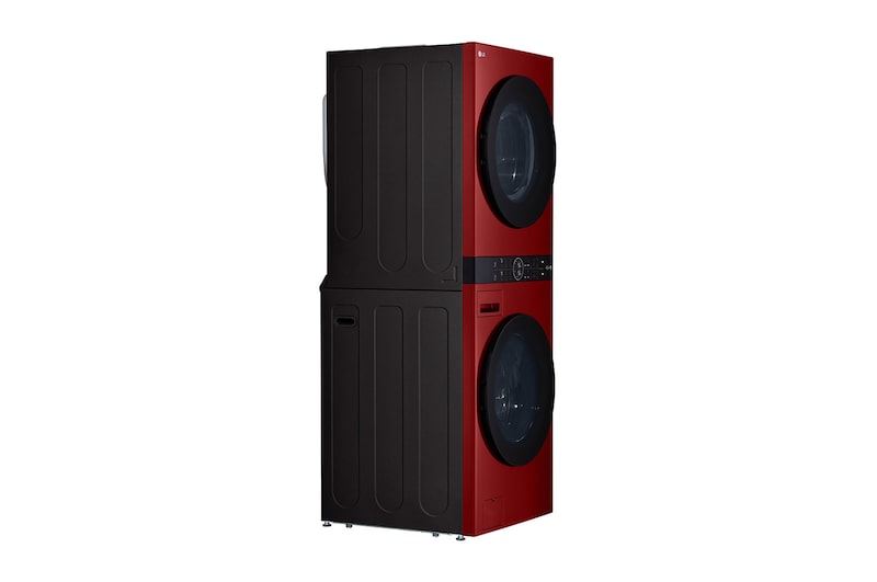 LG Torre de lavado LG WashTower™. Lavadora y secadora eléctrica, carga frontal inteligente, motor Inverter con inteligencia artificial AI DD™ y conectividad LG ThinQ (capacidad: 22 kg cada una; color: Rojo), WK22RS6E
