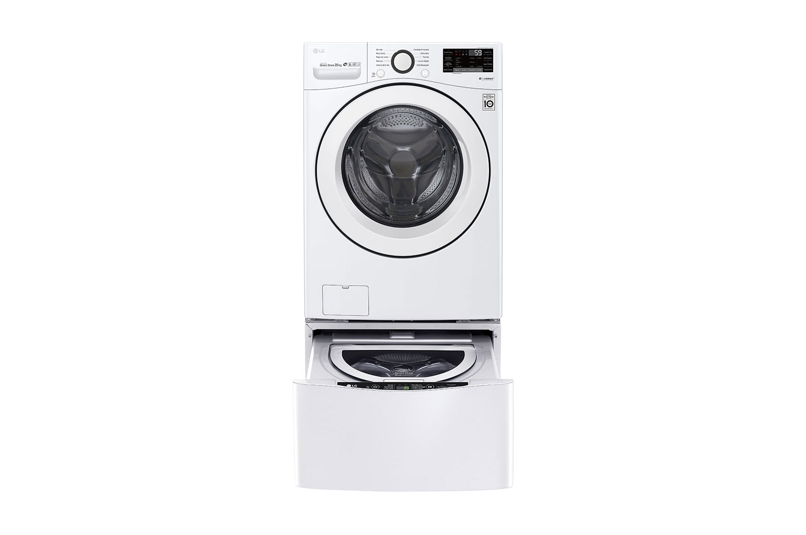 LG Lavadora Smart Carga Frontal 6 Motion DD con Motor Inverter Direct Drive, con SmartThinQ™ 20 Kg color Blanca Compatible con LG TWINWash™ Mini, WM20WV26