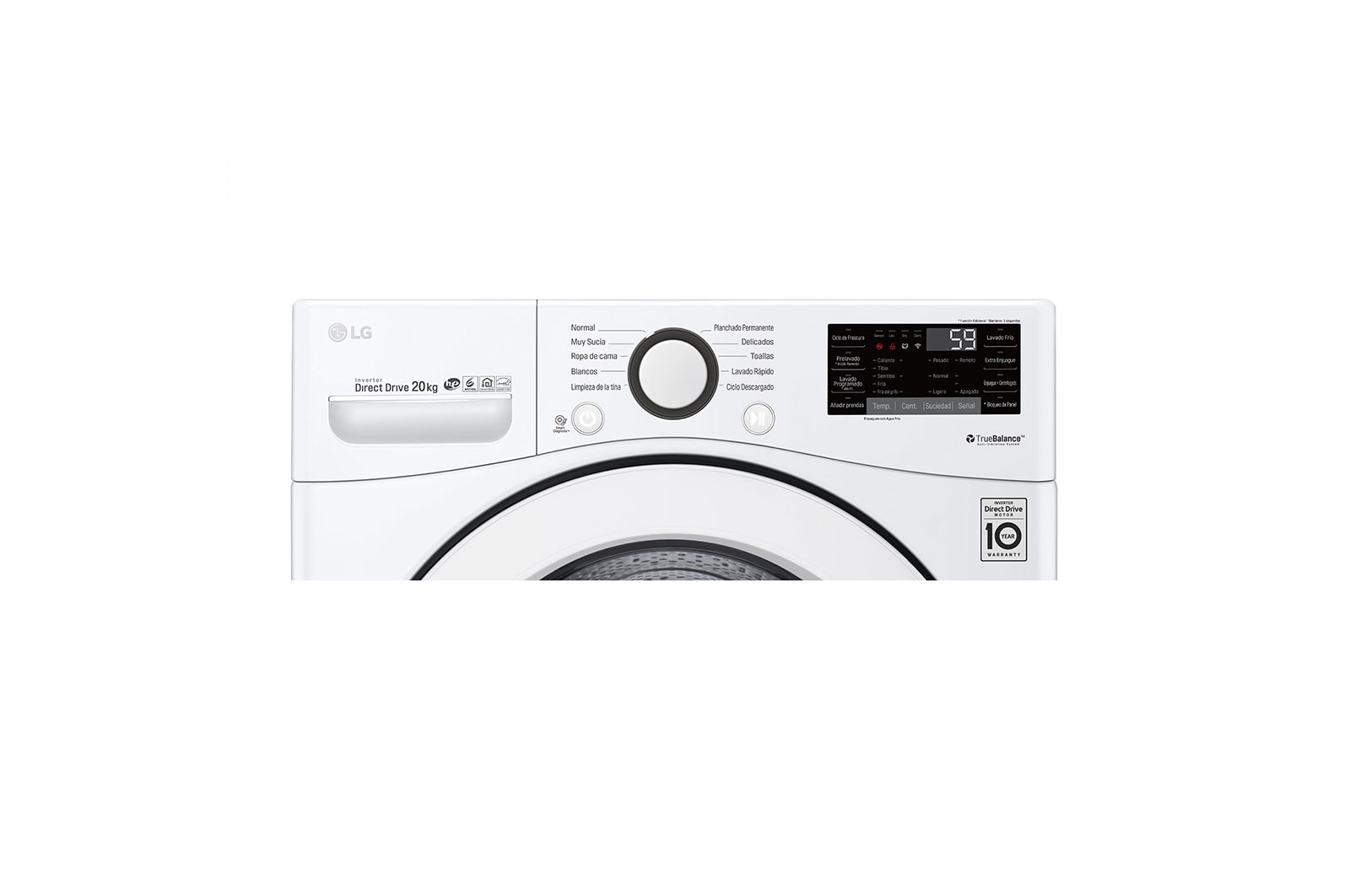 LG Lavadora Smart Carga Frontal 6 Motion DD con Motor Inverter Direct Drive, con SmartThinQ™ 20 Kg color Blanca Compatible con LG TWINWash™ Mini, WM20WV26