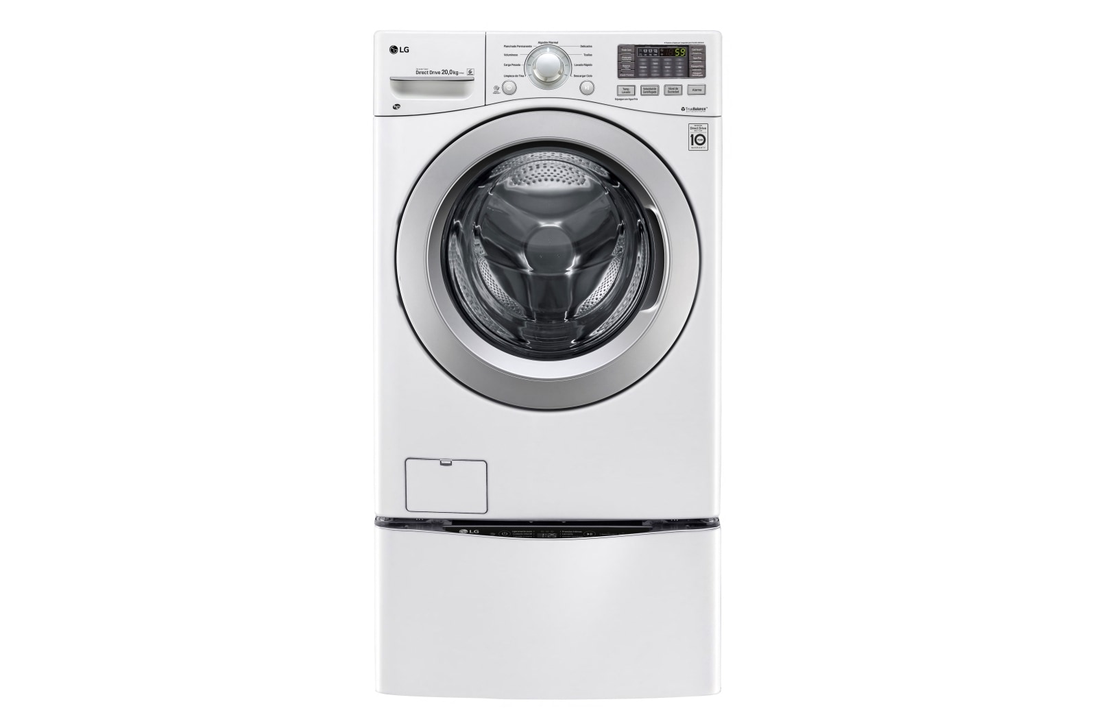 LG Lavadora Carga Frontal 6 Motion DD con Motor Inverter Direct Drive, Smart Diagnosis™ 20 Kg color Blanca Compatible con LG TWINWash™ Mini, WM20WV6