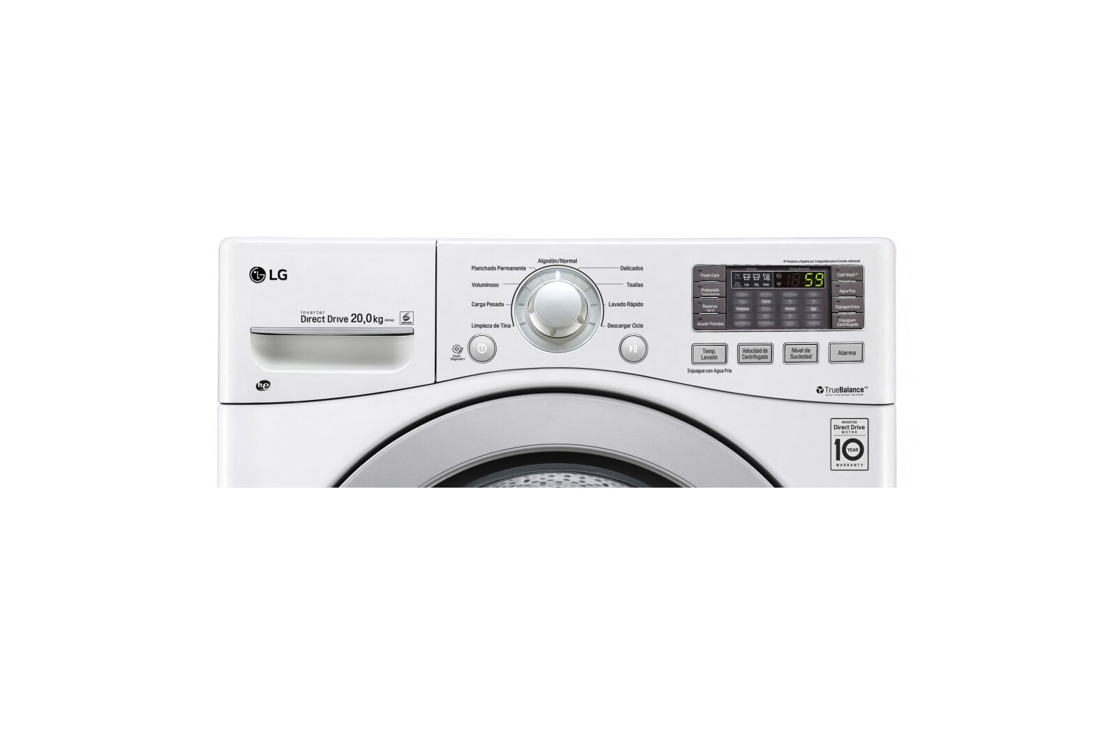 LG Lavadora Carga Frontal 6 Motion DD con Motor Inverter Direct Drive, Smart Diagnosis™ 20 Kg color Blanca Compatible con LG TWINWash™ Mini, WM20WV6
