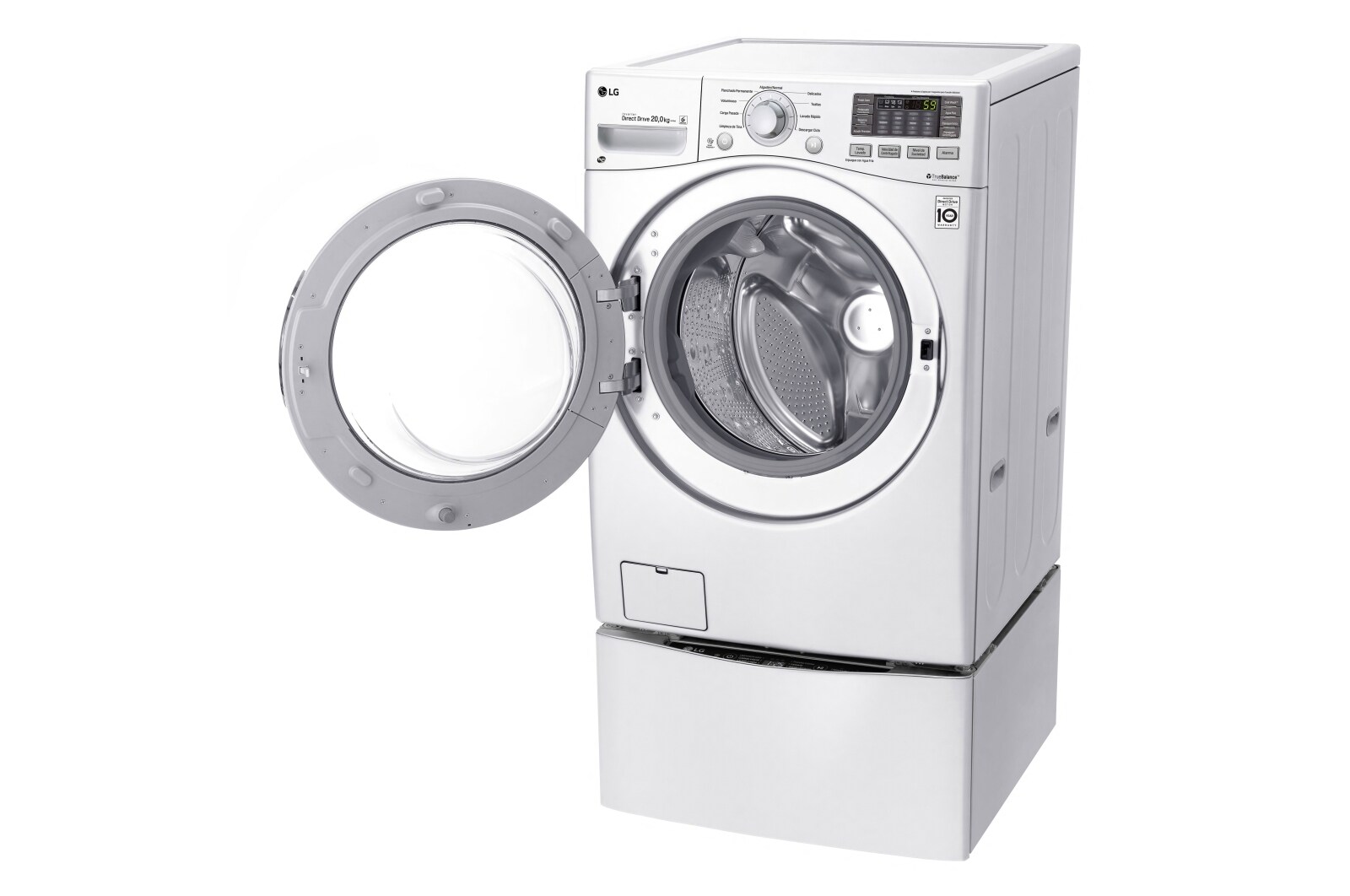LG Lavadora Carga Frontal 6 Motion DD con Motor Inverter Direct Drive, Smart Diagnosis™ 20 Kg color Blanca Compatible con LG TWINWash™ Mini, WM20WV6