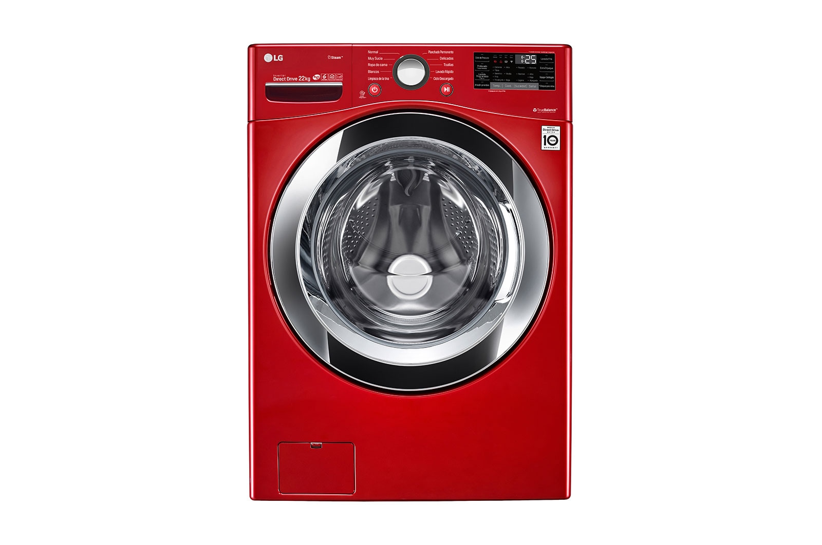 LG Lavadora Smart Carga Frontal 6 Motion DD con Motor Inverter Direct Drive, con LG ThinQ,  22 Kg color Roja, WM22RV2S6