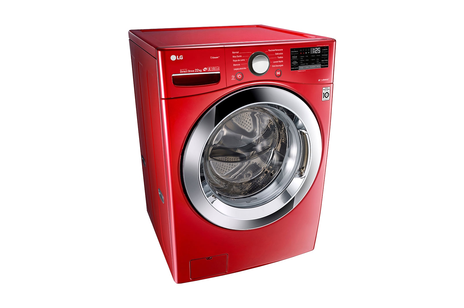 LG Lavadora Smart Carga Frontal 6 Motion DD con Motor Inverter Direct Drive, con LG ThinQ,  22 Kg color Roja, WM22RV2S6