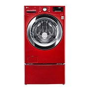 Vista frontal de Lavadora Smart Carga Frontal 6 Motion DD con Motor Inverter Direct Drive, con LG ThinQ,  22 Kg color Roja WM22RV2S6