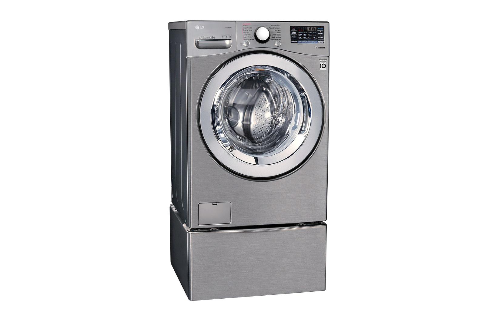 LG Lavadora LG Carga Frontal  Inverter DD con Ciclos con vapor Steam™ 22 kg - Color Acero - WM22VV2S6, WM22VV2S6