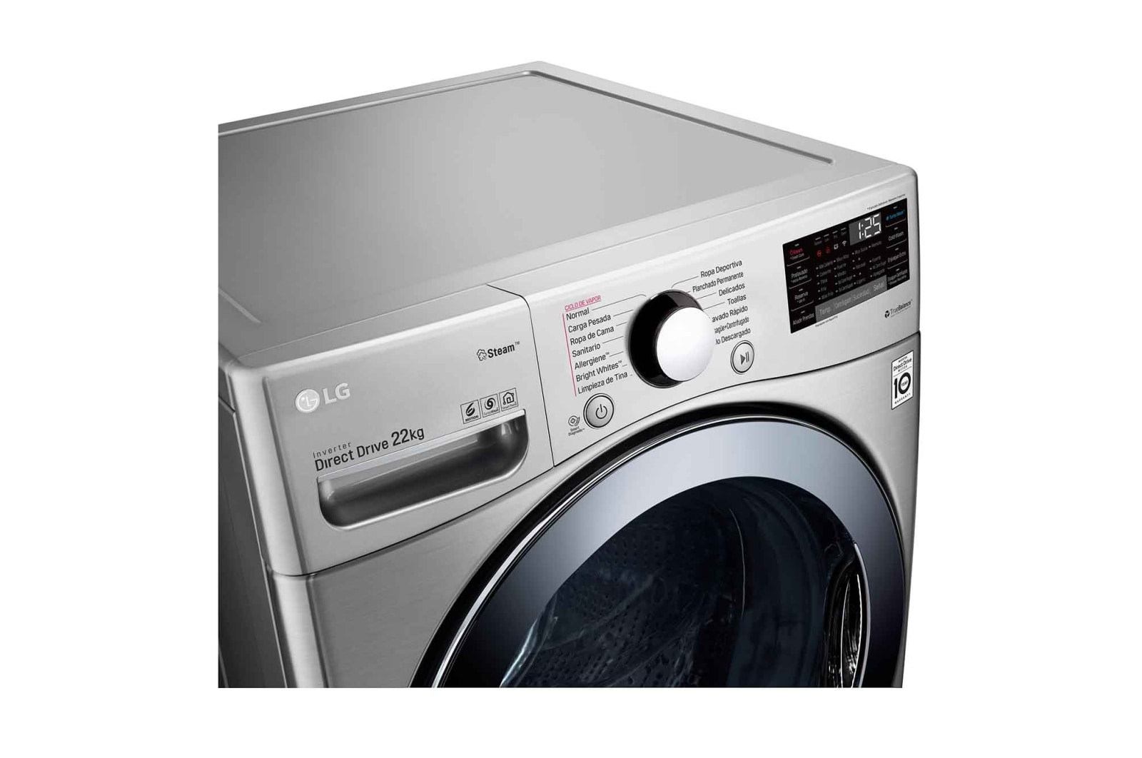 LG Lavadora Carga Frontal 6 Motion DD con Motor Inverter Direct Drive 22kg Color Acero, WM22VV2S6B