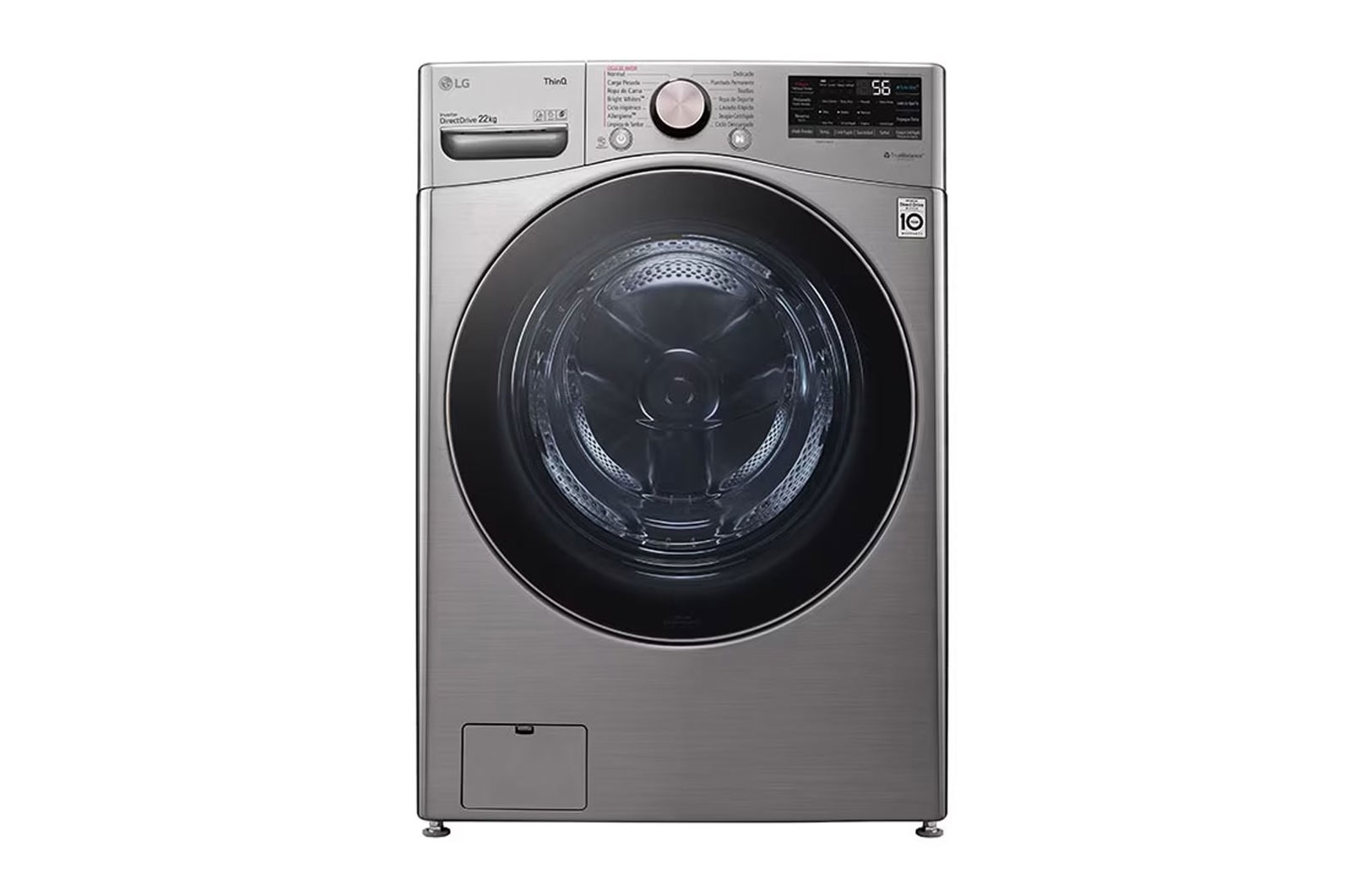 LG Lavadora LG Carga Frontal Inteligente Inverter AI DD™ (Inteligencia Artificial) con TurboWash 360™ 22 Kg - Plata con Conectividad LG ThinQ + Secadora LG Carga Frontal Inteligente con Ciclos con vapor Steam Fresh™ y conectividad ThinQ™ 22 Kg - Plata, WM22VV2S6GR.DF22VV2