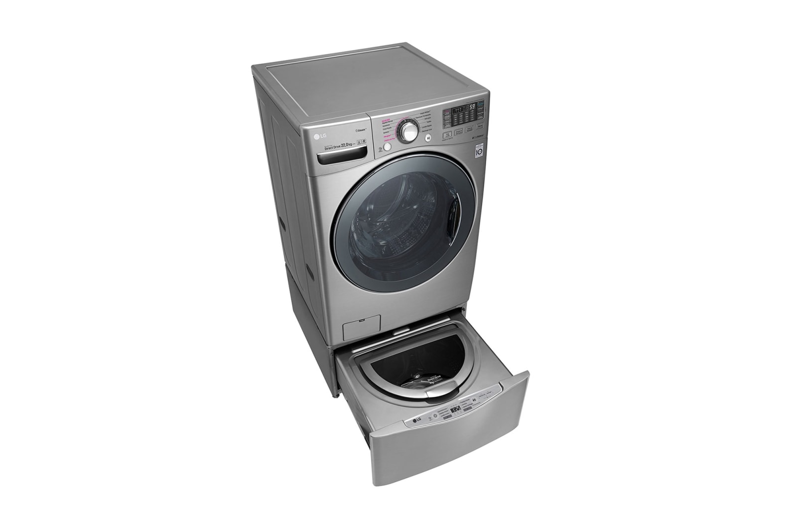 LG Lavadora Carga Frontal 6 Motion DD con Motor Inverter Direct Drive, Smart Diagnosis™ 22 Kg color Deluxe steel Compatible con LG TWINWash™ Mini, WM22VVS6