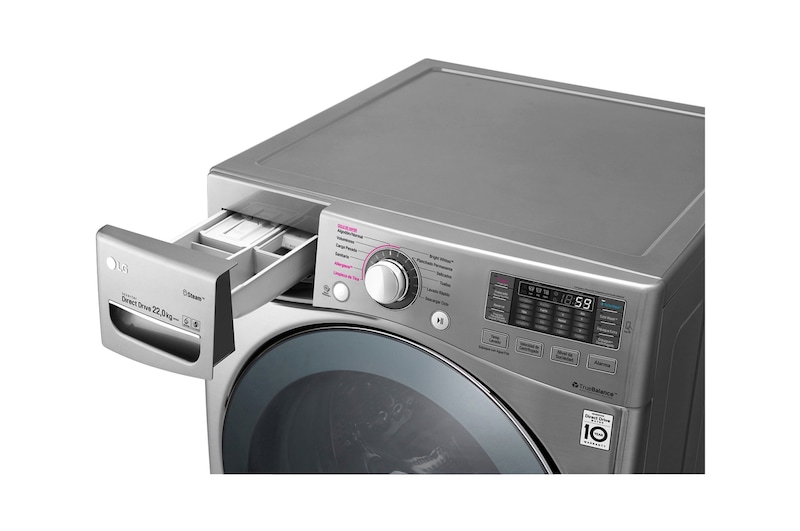 LG Lavadora Carga Frontal 6 Motion DD con Motor Inverter Direct Drive, Smart Diagnosis™ 22 Kg color Deluxe steel Compatible con LG TWINWash™ Mini, WM22VVS6
