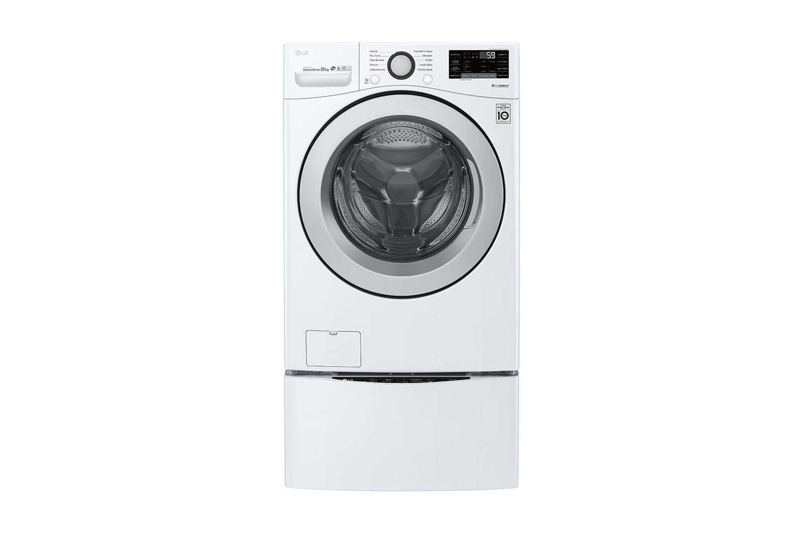 LG Lavadora Smart Carga Frontal 6 Motion DD con Motor Inverter Direct Drive, con SmartThinQ™ 22 Kg color Blanca Compatible con LG TWINWash™ Mini, WM22WV26