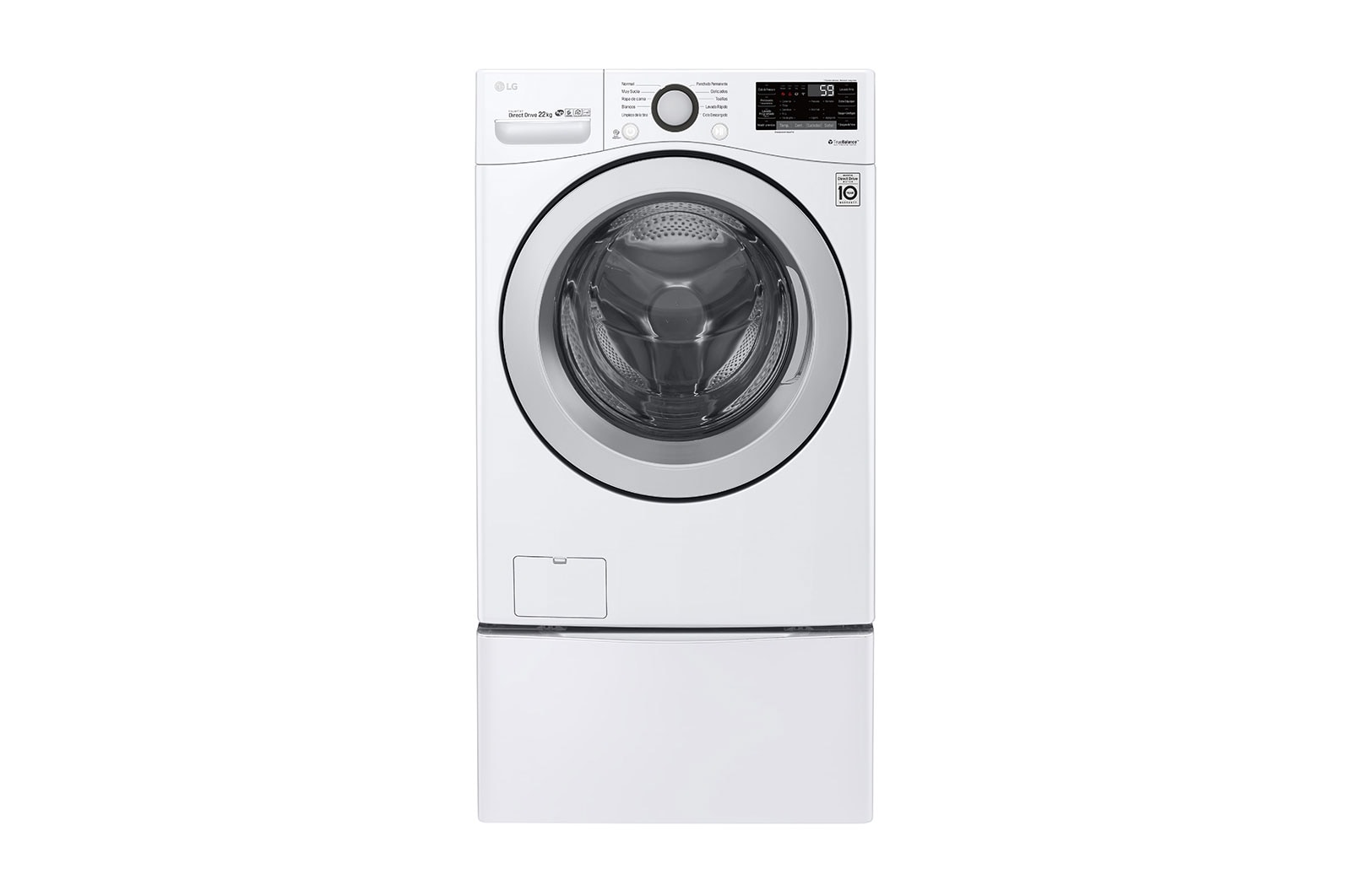 LG Lavadora Smart Carga Frontal 6 Motion DD con Motor Inverter Direct Drive, con SmartThinQ™ 22 Kg color Blanca Compatible con LG TWINWash™ Mini, WM22WV26