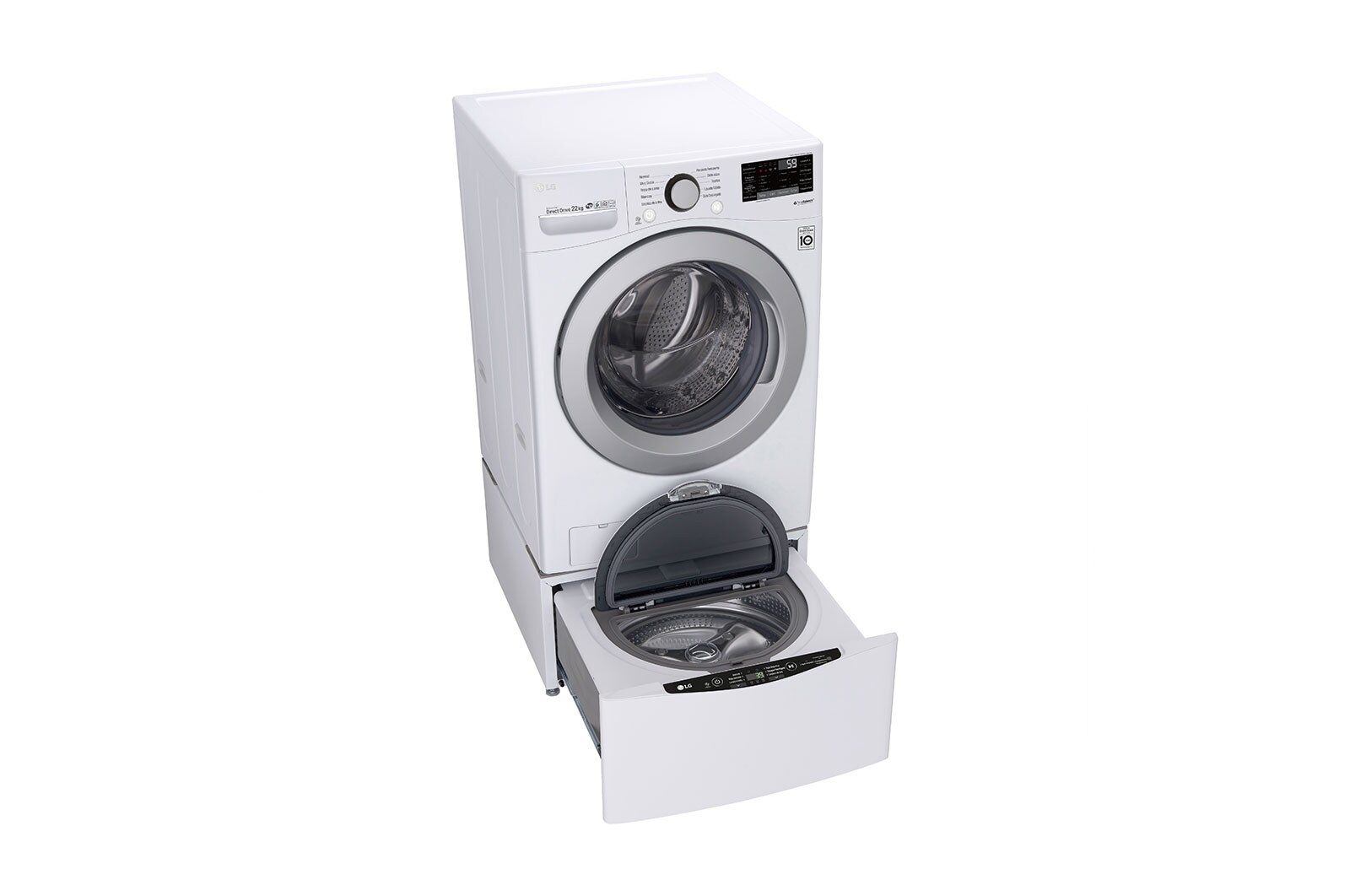 LG Lavadora Smart Carga Frontal 6 Motion DD con Motor Inverter Direct Drive, con SmartThinQ™ 22 Kg color Blanca Compatible con LG TWINWash™ Mini, WM22WV26