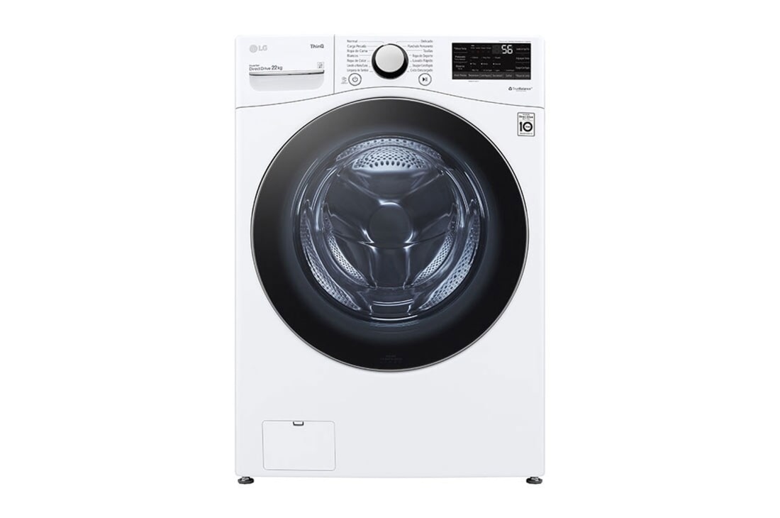 LG Lavadora LG Carga Frontal Inteligente Inverter AI DD™ (Inteligencia Artificial) con Conectividad LG ThinQ 22 Kg - Blanco + Secadora Carga Frontal Inteligente con Sensor de secado Sensor Dry y conectividad ThinQ™ 22 Kg - Blanco, WM22WV26SR.DF22WVR