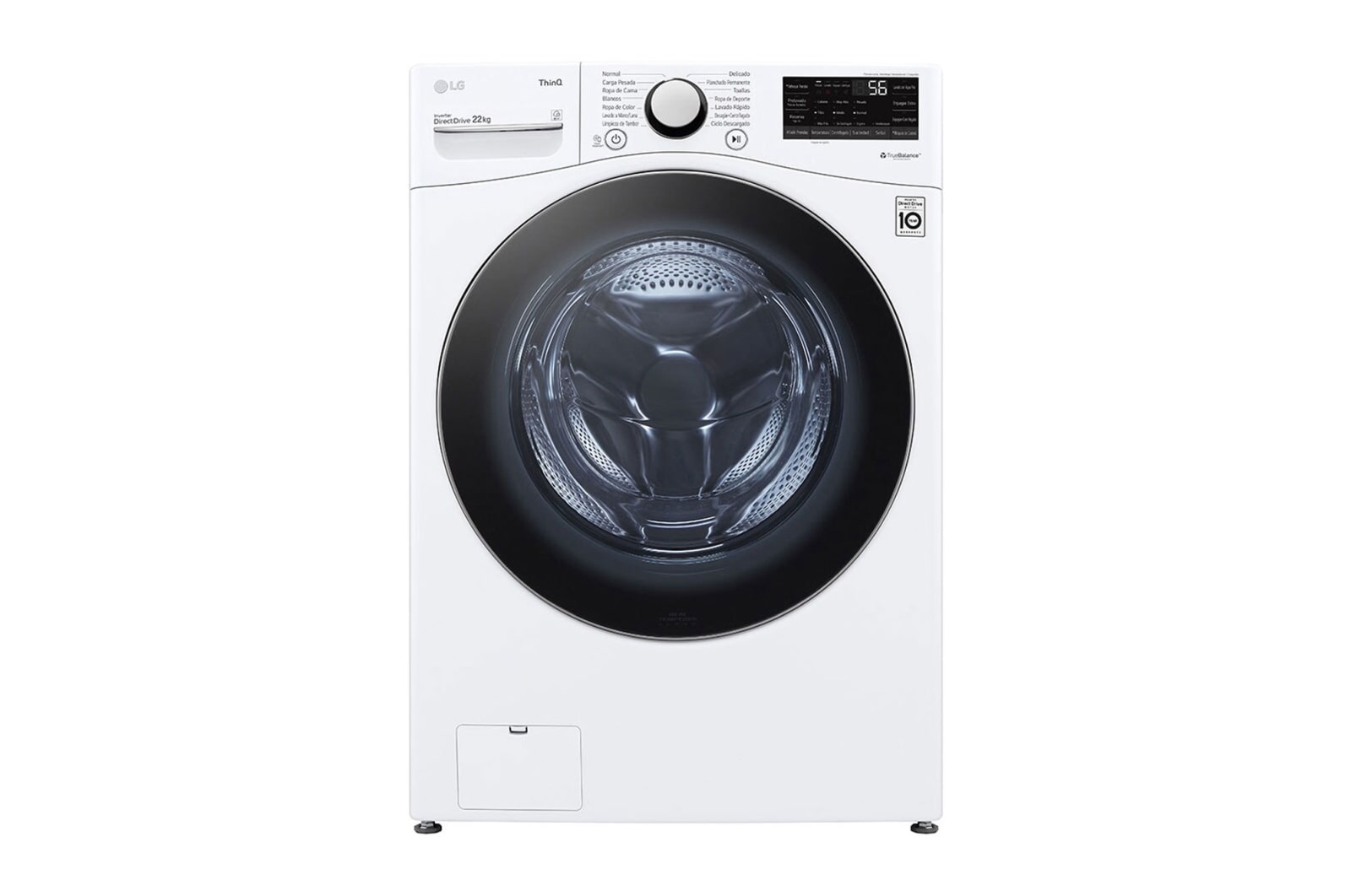 LG Lavadora LG Carga Frontal Inteligente Inverter AI DD™ (Inteligencia Artificial), 22 Kg + Pedestal - Blanco, WM22WV26SR.WDP4W