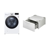 LG Lavadora LG Carga Frontal Inteligente Inverter AI DD™ (Inteligencia Artificial), 22 Kg + Pedestal - Blanco, WM22WV26SR.WDP4W