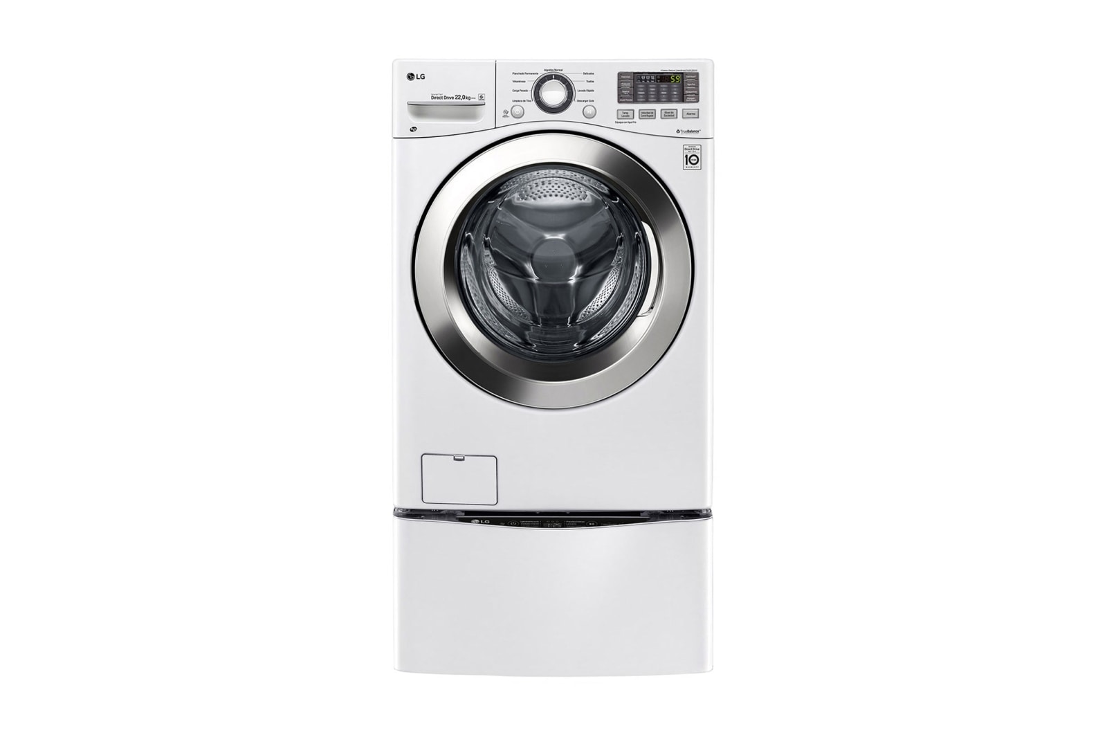 LG Lavadora Carga Frontal 6 Motion DD con Motor Inverter Direct Drive, Smart Diagnosis™ 22 Kg color Blanca Compatible con LG TWINWash™ Mini, WM22WV6