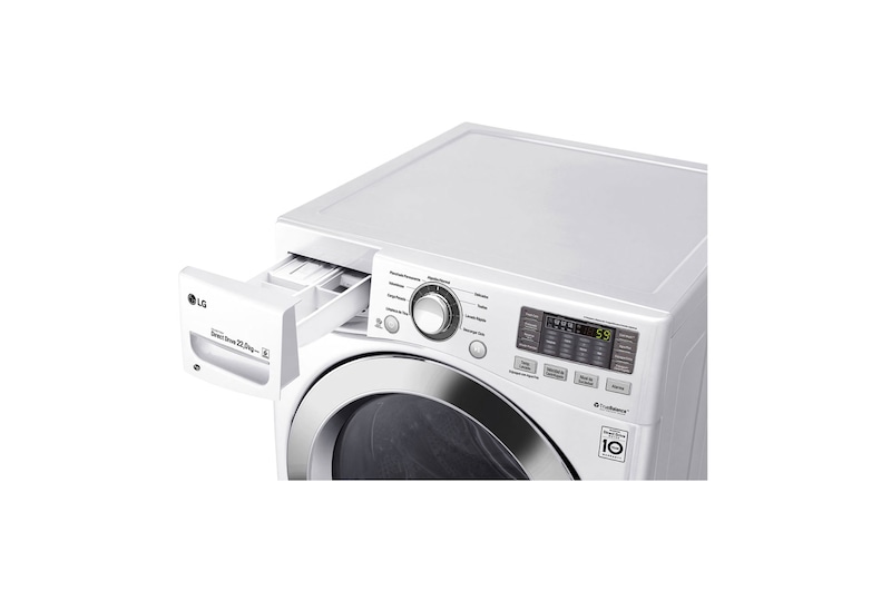 LG Lavadora Carga Frontal 6 Motion DD con Motor Inverter Direct Drive, Smart Diagnosis™ 22 Kg color Blanca Compatible con LG TWINWash™ Mini, WM22WV6