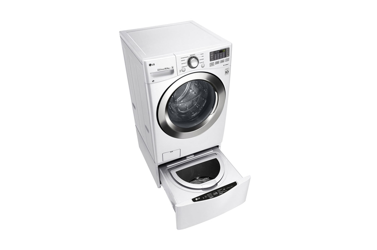 LG Lavadora Carga Frontal 6 Motion DD con Motor Inverter Direct Drive, Smart Diagnosis™ 22 Kg color Blanca Compatible con LG TWINWash™ Mini, WM22WV6