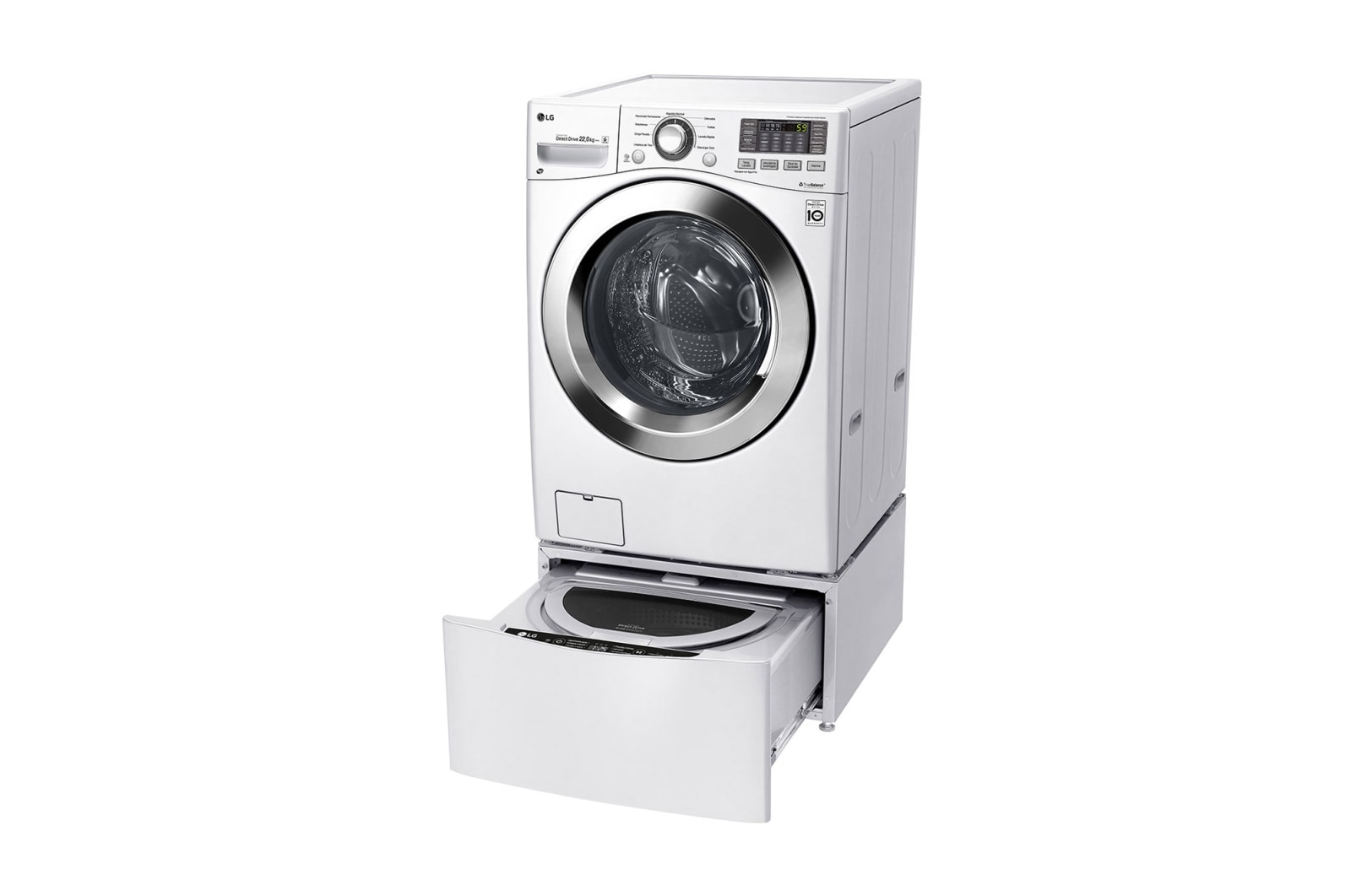 LG Lavadora Carga Frontal 6 Motion DD con Motor Inverter Direct Drive, Smart Diagnosis™ 22 Kg color Blanca Compatible con LG TWINWash™ Mini, WM22WV6