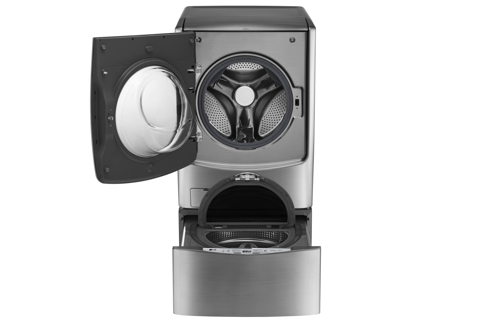 LG Lavadora Smart TWINWash™ Carga Frontal 6 Motion DD con Motor Inverter Direct Drive con SmartThinQ™ 25.5 Kg (22 kg + 3.5 kg) color Deluxe steel, WM5000HVA