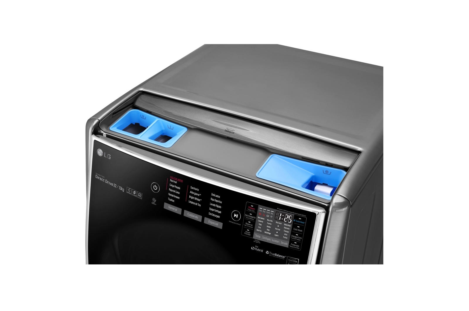 LG Lavadora Smart TWINWash™ Carga Frontal 6 Motion DD con Motor Inverter Direct Drive con SmartThinQ™ 25.5 Kg (22 kg + 3.5 kg) color Deluxe steel, WM5000HVA