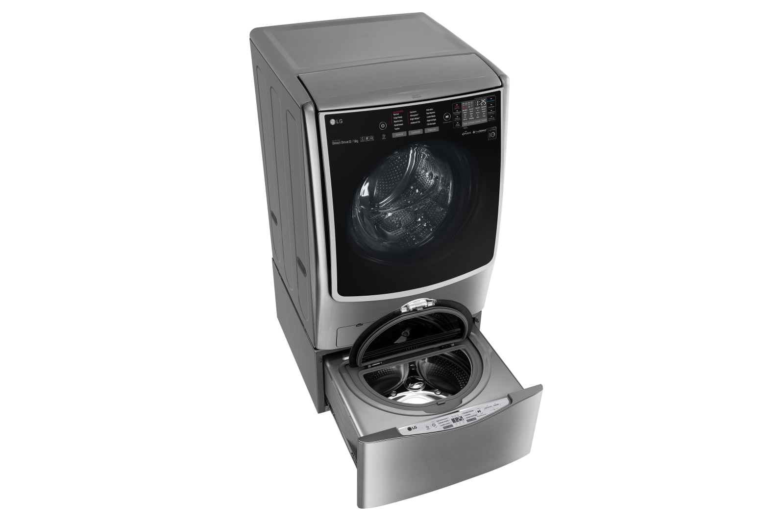 LG Lavadora Smart TWINWash™ Carga Frontal 6 Motion DD con Motor Inverter Direct Drive con SmartThinQ™ 25.5 Kg (22 kg + 3.5 kg) color Deluxe steel, WM5000HVA
