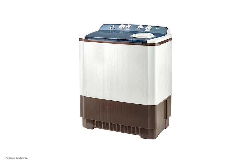 LG Lavadora Carga Superior Doble Tina con Sistema sin aspas Roller- Jet 17Kg color Blanca con café, WP17WA