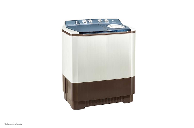 LG Lavadora Carga Superior Doble Tina con Sistema sin aspas Roller- Jet 17Kg color Blanca con café, WP17WA