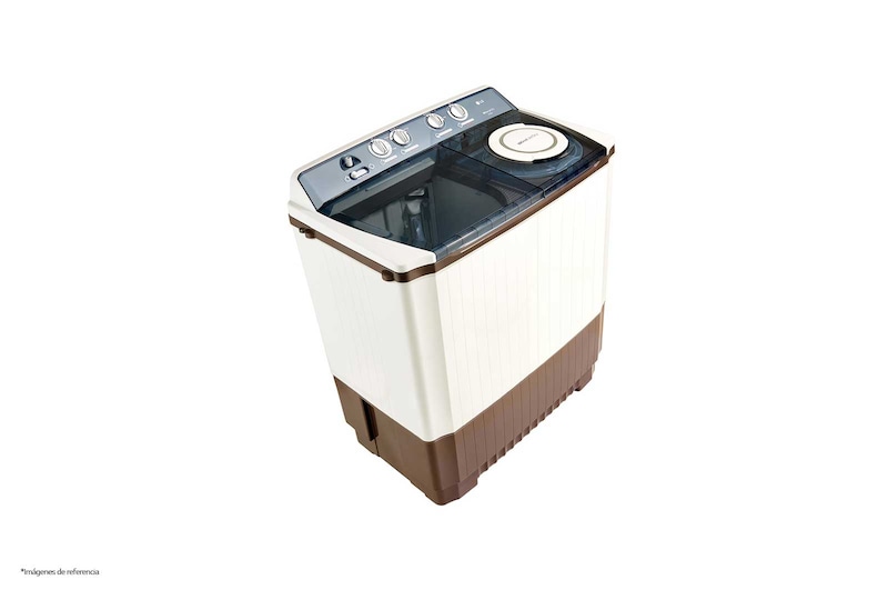 LG Lavadora Carga Superior Doble Tina con Sistema sin aspas Roller- Jet 17Kg color Blanca con café, WP17WA