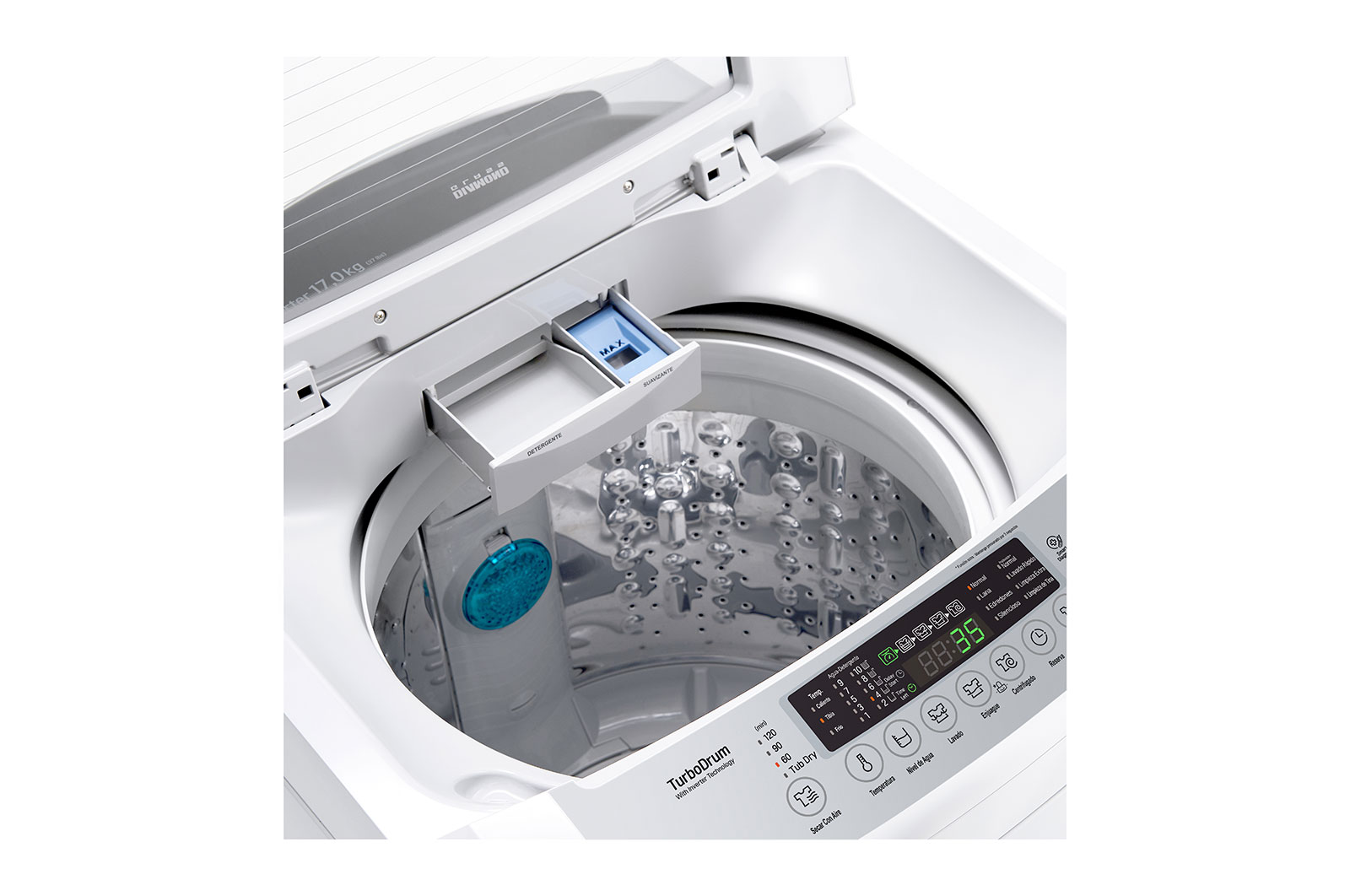 LG Lavadora LG Carga Superior Smart Inverter con LG TurboDrum 17 Kg - Blanco, WT17WPBK