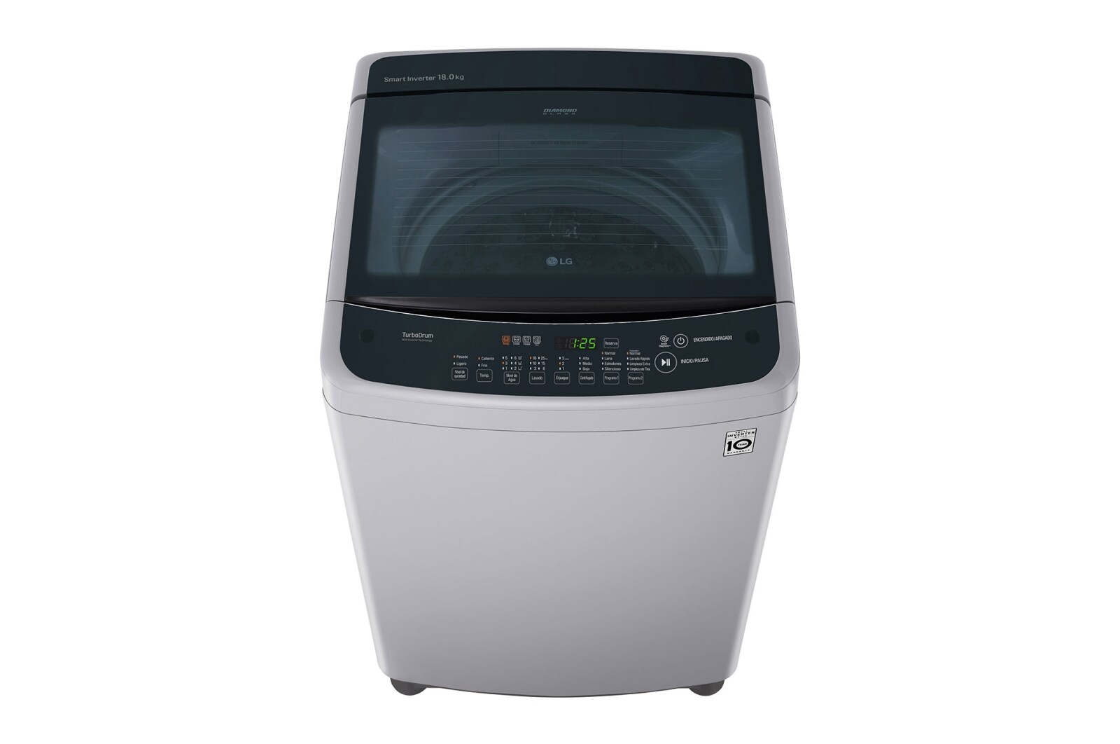 LG Lavadora LG Carga Superior  Smart Inverter con 3 Smart Motion 18 Kg - Plata , WT18DSBP