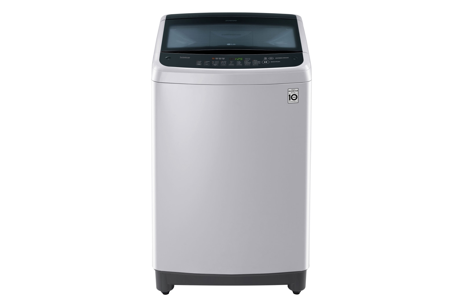 Vista frontal de Lavadora Carga Superior 3 Smart Motion con Motor Smart Inverter 19 Kg color Gris plata WT19DSBP