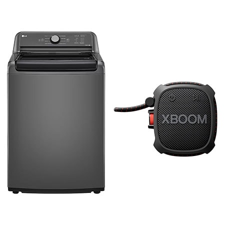 Lavadora LG Carga Superior 4-Way™ 19 kg + Bocina Bluetooth portátil LG XBOOM Go XG2TBK de grado militar y batería de 10 horas de duración