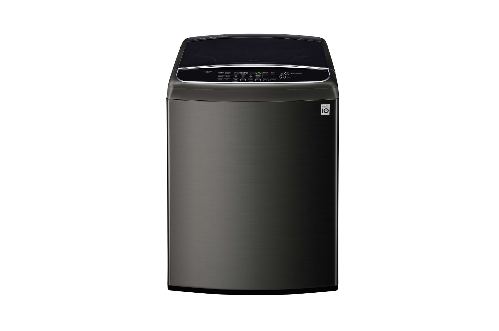 Vista frontal de Lavadora Carga Superior 6 Motion DD con Motor Inverter Direct Drive con conectividad SmartThinQ™ 21 Kg color Negra WT21BSS6