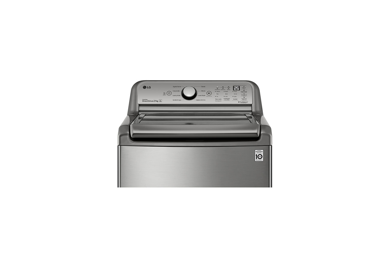 LG Lavadora LG Carga Superior con Agitador 4-Way™, Motor Inverter Direct Drive™  21 Kg - Plata, WT21VT6HKA