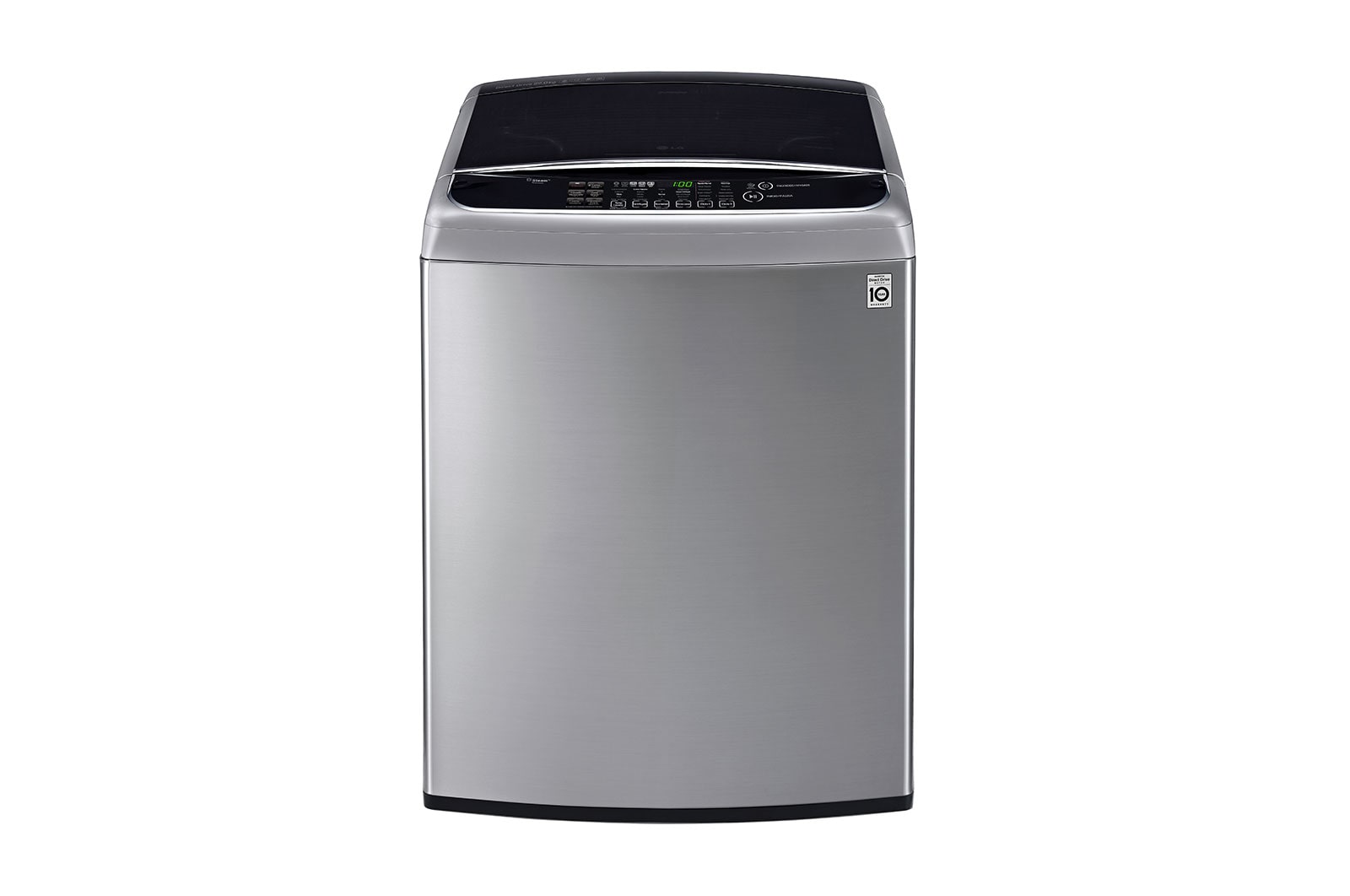 Vista frontal de Lavadora Carga Superior Inteligente TurboWash3D  con Motor Inverter Direct Drive con conectividad ThinQ™ 22 Kg color Acero WT22VSS6H